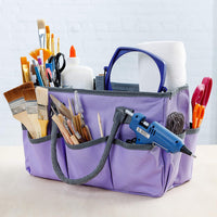 Gran bolsa de almacenamiento para manualidades con 10 bolsillos | álbum de recortes, costura, suministros de arte, organizador con asas, estuche de transporte perfecto para viajes, escuela, suministros médicos u oficina | azul cielo - Arteztik
