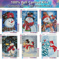 JLHATLSQ Kit de pintura de diamante 5D, diseño redondo de diamantes de imitación, bordado de punto de cruz, suministros de lienzo para decoración de la pared del hogar, adultos y niños, regalo de muñeco de nieve (9.8 x 13.7 pulgadas) - Arteztik
