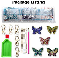 Soleebee 5 piezas DIY 5D completo taladro diamante pintura llavero por número Kit mosaico hacer doble cara taladro colgante cristal Rhinestones llavero bolsa regalo (mariposa) - Arteztik
