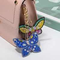 Soleebee 5 piezas DIY 5D completo taladro diamante pintura llavero por número Kit mosaico hacer doble cara taladro colgante cristal Rhinestones llavero bolsa regalo (mariposa) - Arteztik
