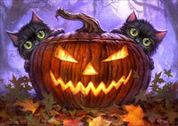 Halloween Decorations DIY 5D Diamond Painting by Number Kits Full Drill Rhinestone Pictures Painting Arts Craft for Home Wall Decor (12” x 10”,Halloween Pumpkin) - Arteztik
