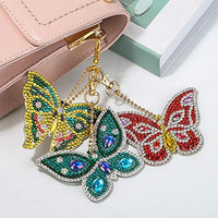 Soleebee 5 piezas DIY 5D completo taladro diamante pintura llavero por número Kit mosaico hacer doble cara taladro colgante cristal Rhinestones llavero bolsa regalo (mariposa) - Arteztik
