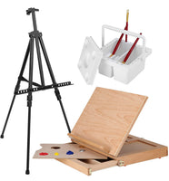 Juego de pintura de artista de lujo de 149 piezas con caballete de aluminio y madera maciza de haya, 96 pinturas, lienzo estirado y accesorios, suministros de pintura artística para artistas, principiantes y adultos
