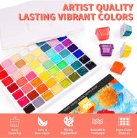Juego de pintura Gouache, 56 colores x 1.0 fl oz, diseño único de taza de gelatina en una funda de transporte
