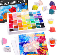 Juego de pintura Gouache, 56 colores x 1.0 fl oz, diseño único de taza de gelatina en una funda de transporte
